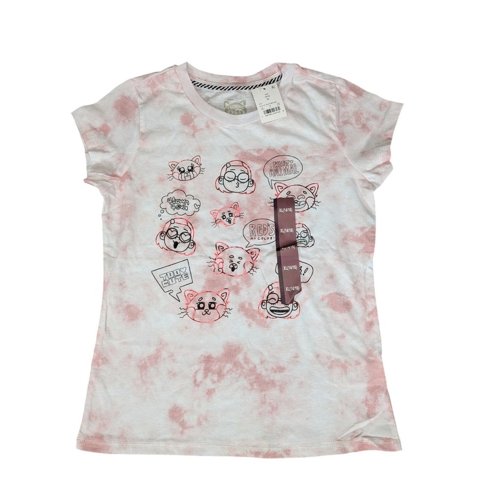 Disney Pixar Turning Red Girls XL 14/16 Pink Tie Dye Graphic T-Shirt NWT